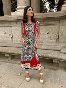 Vestido estampado rojo| Tahim - Moitte invitada