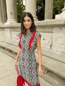 Vestido estampado rojo| Tahim - Moitte invitada