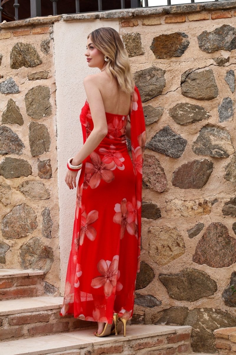 Vestido estampado rojo| Yovel - MOITTE