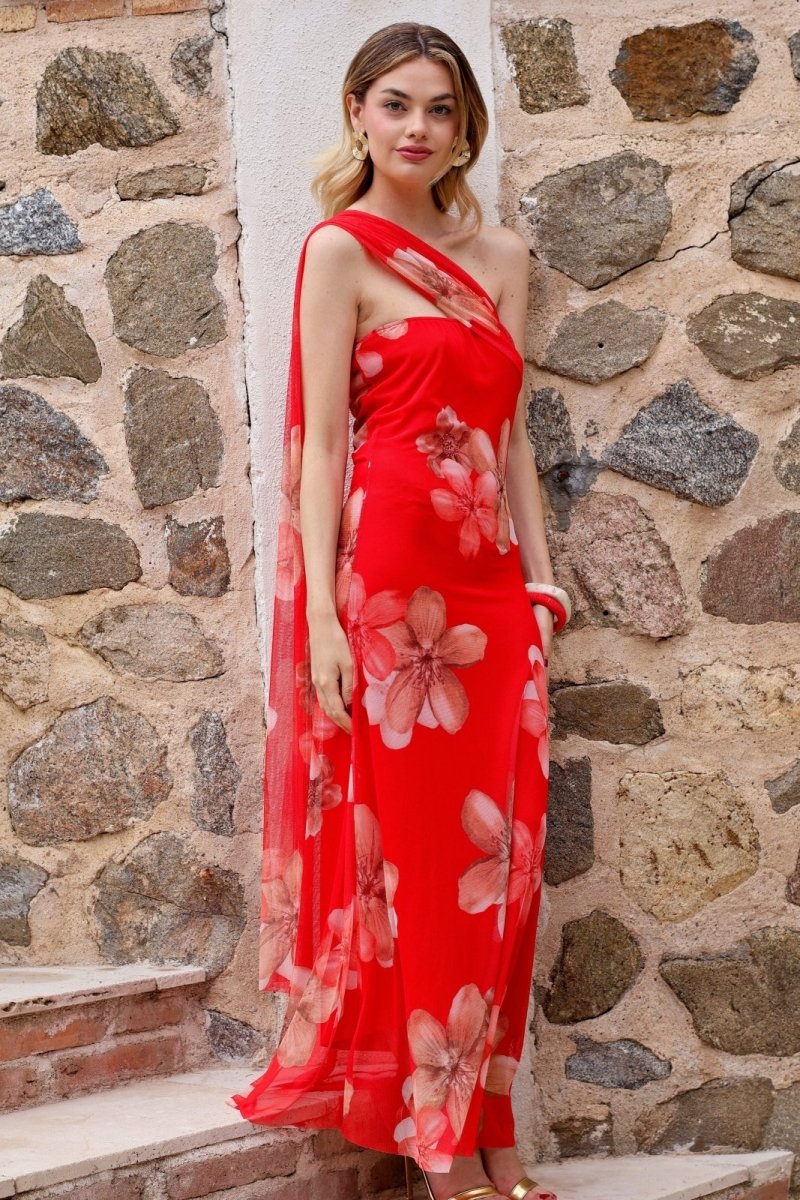 Vestido estampado rojo| Yovel - MOITTE
