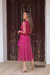 Vestido Estampado rosa| Erika - Moitte invitada