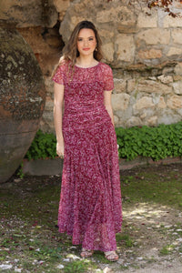 Vestido estampado rosa| Fabiola - Moitte invitada