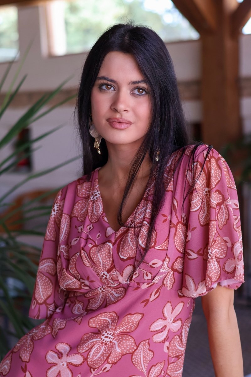 Vestido estampado rosa| Jardín - MOITTE