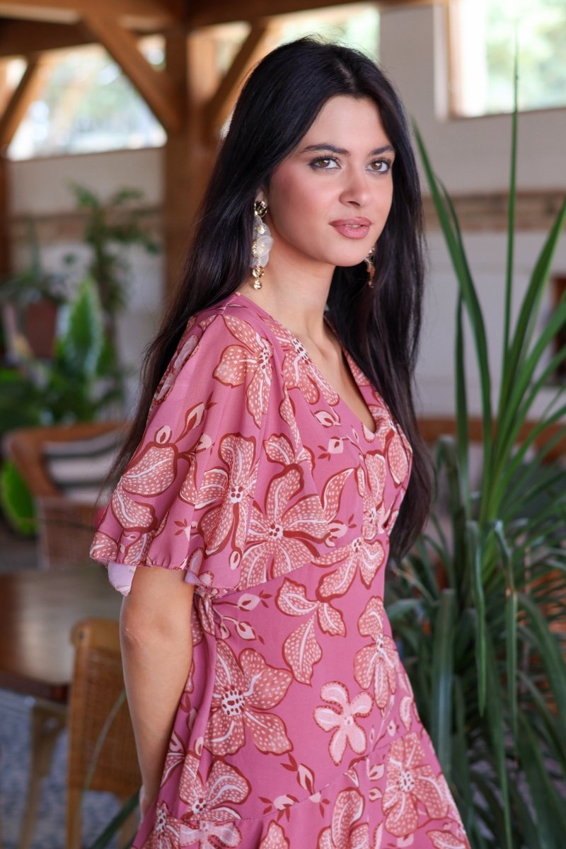 Vestido estampado rosa| Jardín - MOITTE
