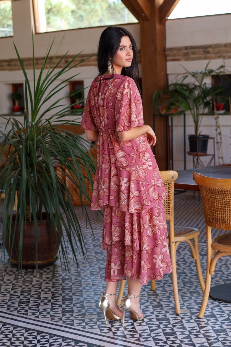 Vestido estampado rosa| Jardín - MOITTE