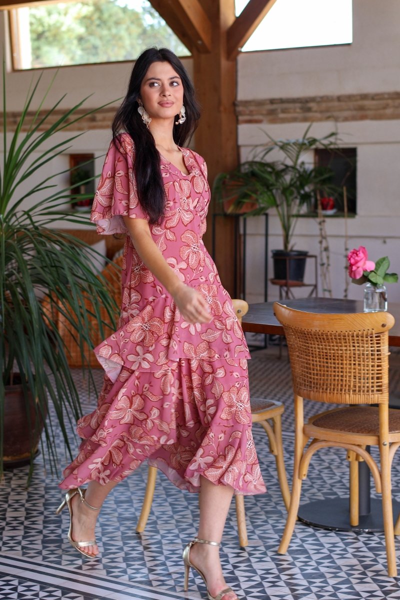 Vestido estampado rosa| Jardín - MOITTE