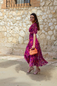 Vestido estampado rosa| Silene - Moitte invitada