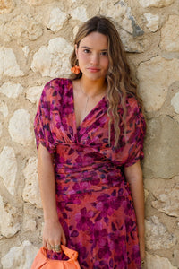 Vestido estampado rosa| Silene - Moitte invitada