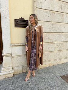 Vestido Estampado Taupe| Dulce - Moitte invitada