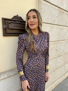 Vestido Estampado Taupe| Dulce - Moitte invitada