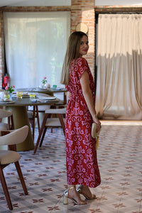 Vestido estampado teja| Samoa - Moitte invitada