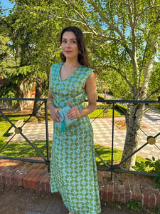 Vestido estampado turquesa| Delia - Moitte invitada