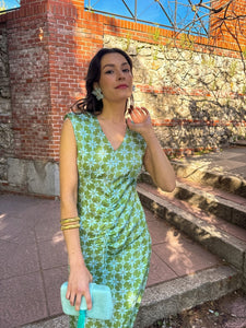 Vestido estampado turquesa| Delia - Moitte invitada