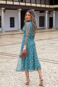 Vestido Estampado turquesa| Erika - Moitte invitada