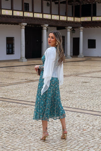 Vestido Estampado turquesa| Erika - Moitte invitada