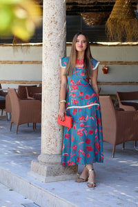 Vestido estampado turquesa| Manila - Moitte invitada