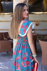 Vestido estampado turquesa| Manila - Moitte invitada