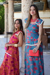 Vestido estampado turquesa| Manila - Moitte invitada