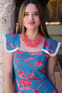 Vestido estampado turquesa| Manila - Moitte invitada