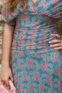 Vestido estampado turquesa| Silene - Moitte invitada