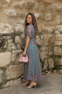 Vestido estampado turquesa| Silene - Moitte invitada