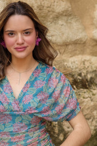 Vestido estampado turquesa| Silene - Moitte invitada
