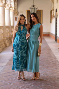 Vestido estampado turquesa| Vita - Moitte invitada