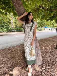 Vestido estampado verde agua | Tahim - Moitte invitada