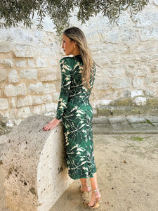 Vestido Estampado Verde| Alana - Moitte invitada