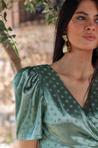 Vestido estampado verde| Cream - MOITTE