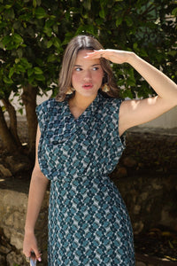 Vestido estampado verde| Donaire - Moitte invitada