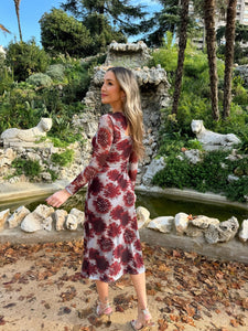 Vestido Estampado Vino | Otoño - Moitte invitada