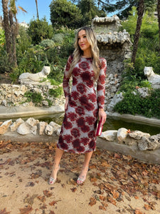 Vestido Estampado Vino | Otoño - Moitte invitada