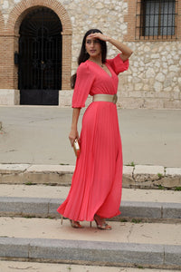Vestido gasa coral| Urania - Moitte invitada