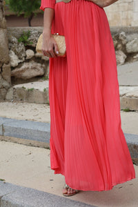 Vestido gasa coral| Urania - Moitte invitada