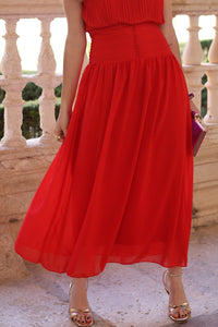Vestido gasa rojo| Volga - Moitte invitada