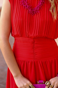 Vestido gasa rojo| Volga - Moitte invitada