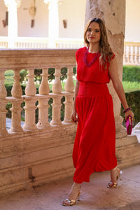 Vestido gasa rojo| Volga - Moitte invitada