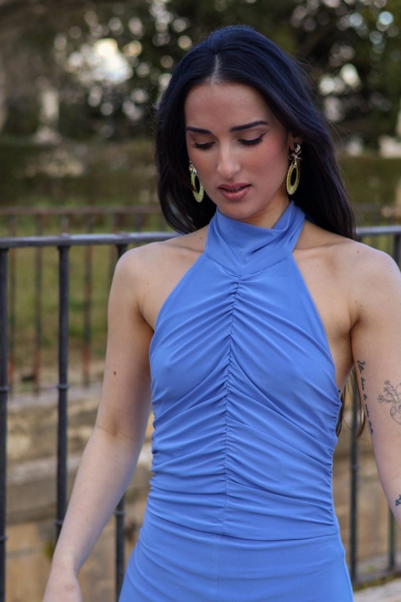 Vestido halter azul | Eira - MOITTE