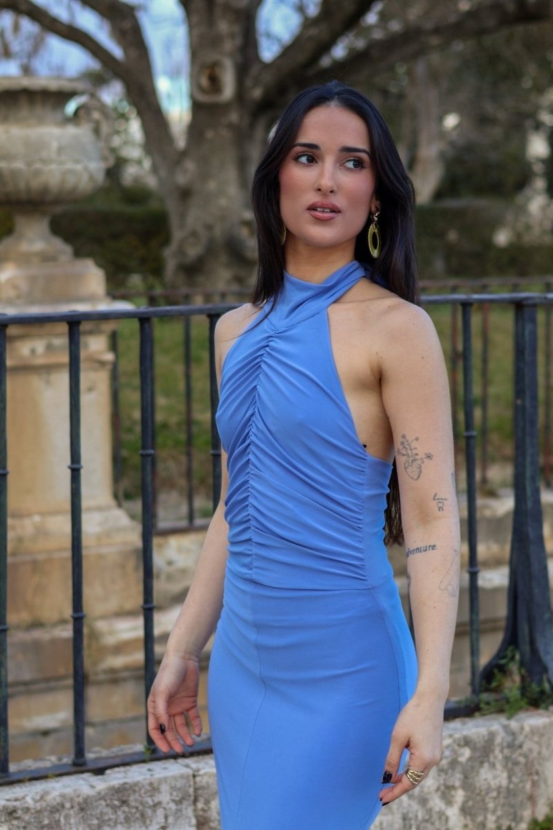 Vestido halter azul | Eira - MOITTE