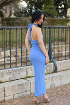 Vestido halter azul | Eira - MOITTE