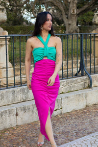 Vestido midi bicolor | Zinnia - Moitte invitada