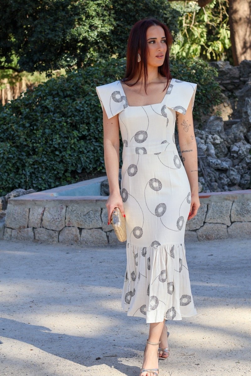 Vestido midi blanco| Dunia - MOITTE