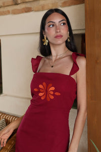 Vestido midi borgoña| Juana - Moitte invitada