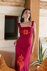 Vestido midi borgoña| Juana - Moitte invitada