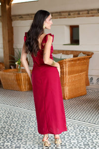 Vestido midi borgoña| Juana - Moitte invitada