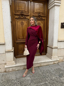 Vestido Midi Burdeos | Ellie - Moitte invitada