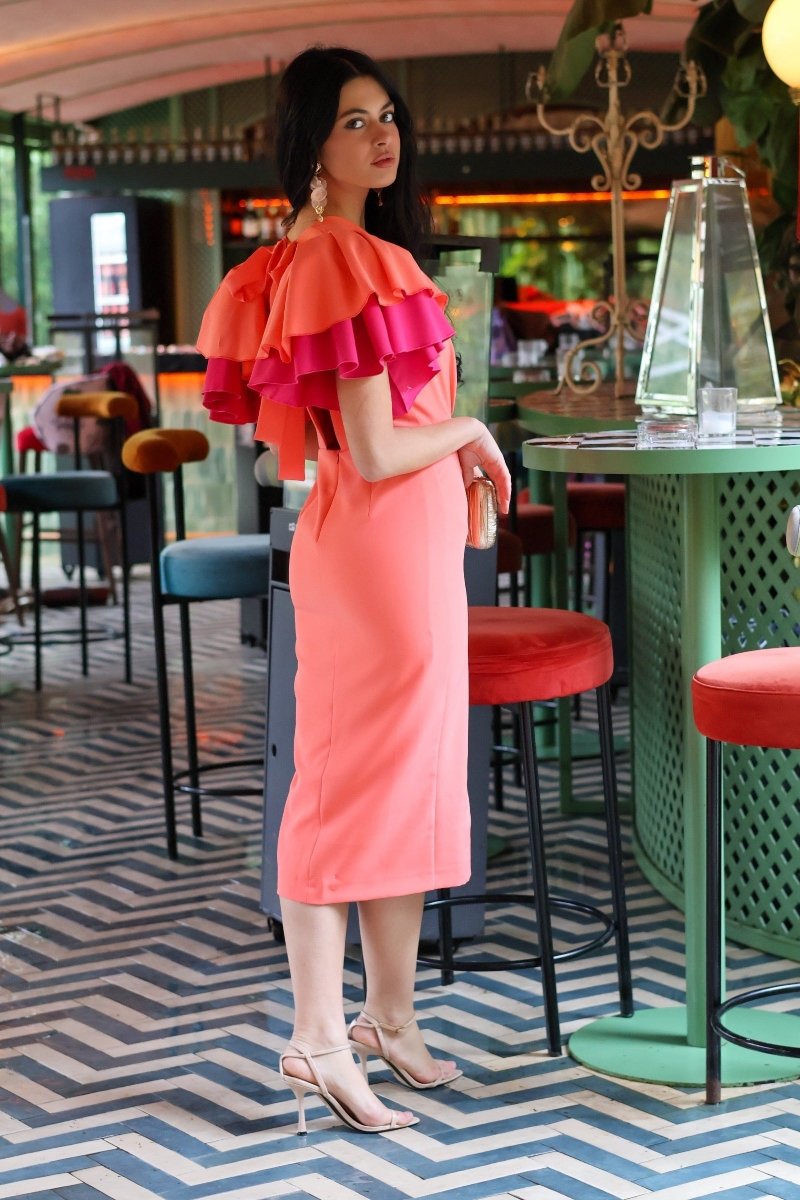 Vestido midi coral| Malena - MOITTE