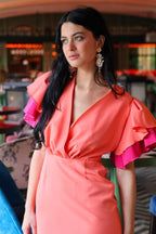 Vestido midi coral| Malena - MOITTE
