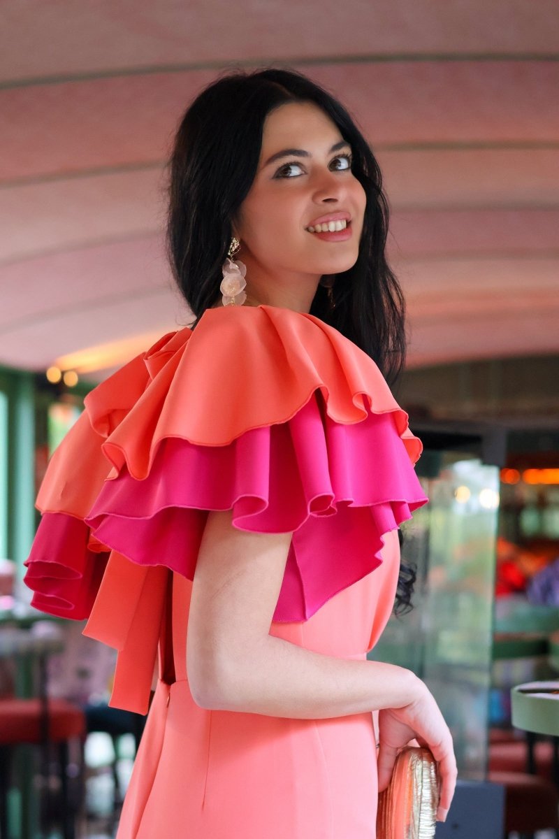 Vestido midi coral| Malena - MOITTE